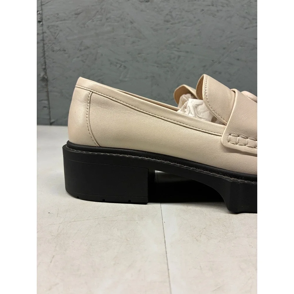 Coach Leah Platform Lug Sole Loafers Womens 7 Off White Leather C Logo CB990